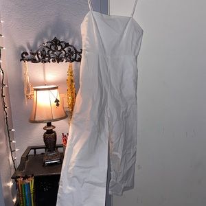 White Tank Top Cropped-Legged Jumpsuit